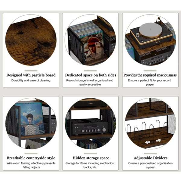 إيكو أوديو - حامل أسطوانات الفينيل ومشغلها (حامل عرض الأسطوانات والمشغل)