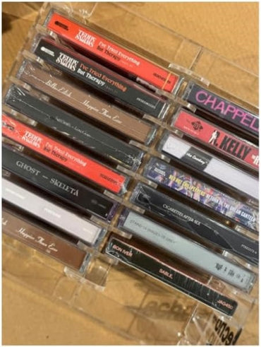 Clear Acrylic Cassette Tape Rack – 3mm Thick, Holds Multiple Tapes, 230×80×210mm