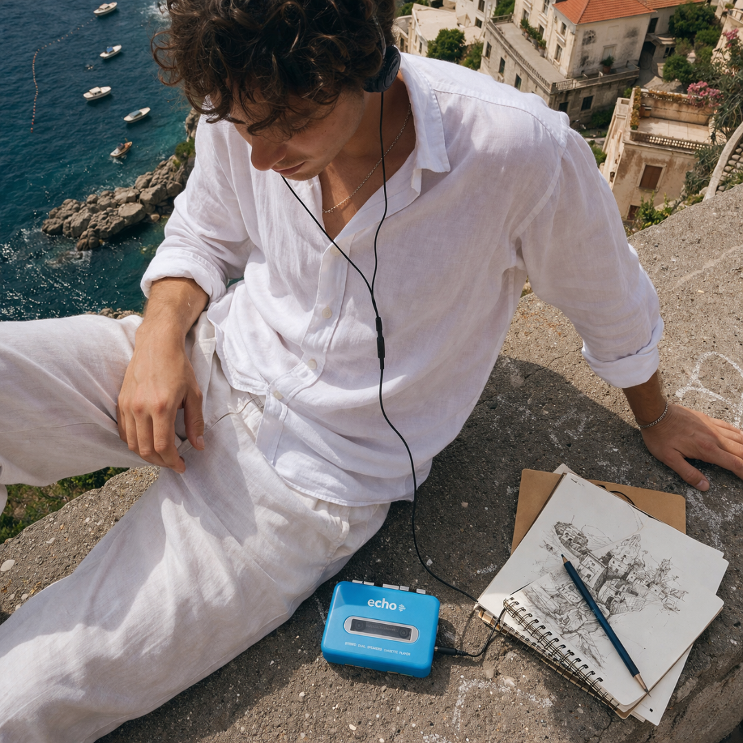 Echo Audio Cassette Player with built-in speaker ( The Jackson Walkman ) - Blue