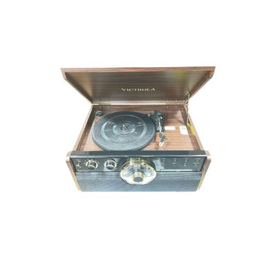 Victrola The Empire VTA-270B 6-in-1 Wood Bluetooth Mid Century Record Player with 3-Speed Turntable, CD, Cassette Player and Radio Music Centre (AS.IS)