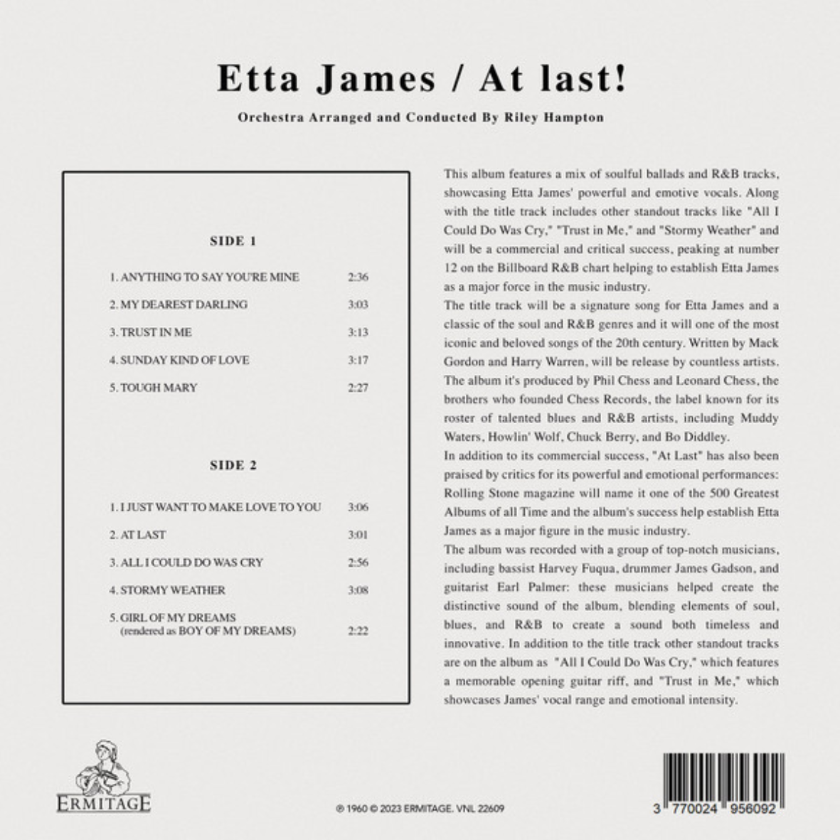 Etta James - At Last! (Clear Vinyl) - LP. Shop now online in uae