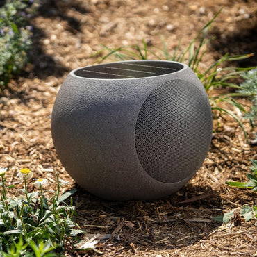 Victrola Zen – Wireless Outdoor Bluetooth Solar Speaker with Battery, Multi-Speaker Connection Using Auracast (Stone)