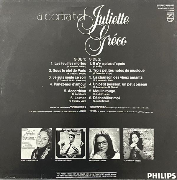 Juliette Gréco – A Portrait Of Juliette Gréco - LP (Used Vinyl)