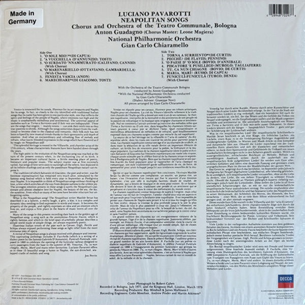 لوتشيانو بافاروتي - يا شمسي، أغاني نابولي المفضلة (إصدار محدود باللون الأزرق النابولي) - أسطوانة فينيل