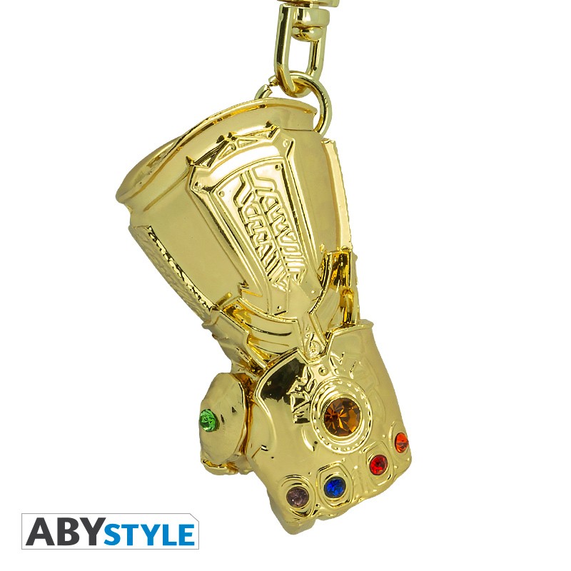 Infinity Gauntlet with Infinity Stones Design Marvel Licensed Chrome Gold High Quality Metal 3D Keychain