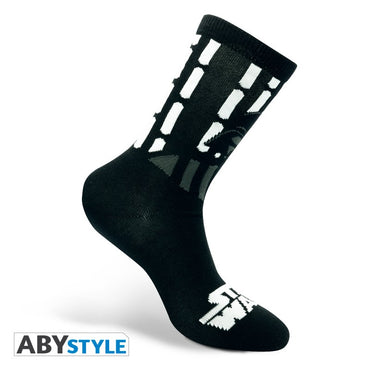 جوارب بتصميم دارث فيدر، مرخصة من سلسلة حرب النجوم، باللونين الأسود والأبيض، للجنسين، مقاس واحد يناسب الجميع (زوج واحد)