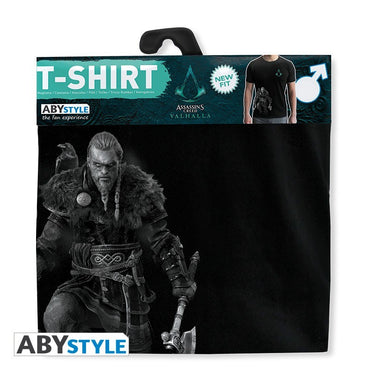 Eivor Viking Mini Valhalla Crest Design Licensed Assasin's Creed Black T-Shirt for Men