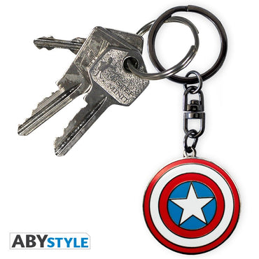 Captain America Sheild Design Marvel Licensed Blue, Red & White High Quality Metal Keychain