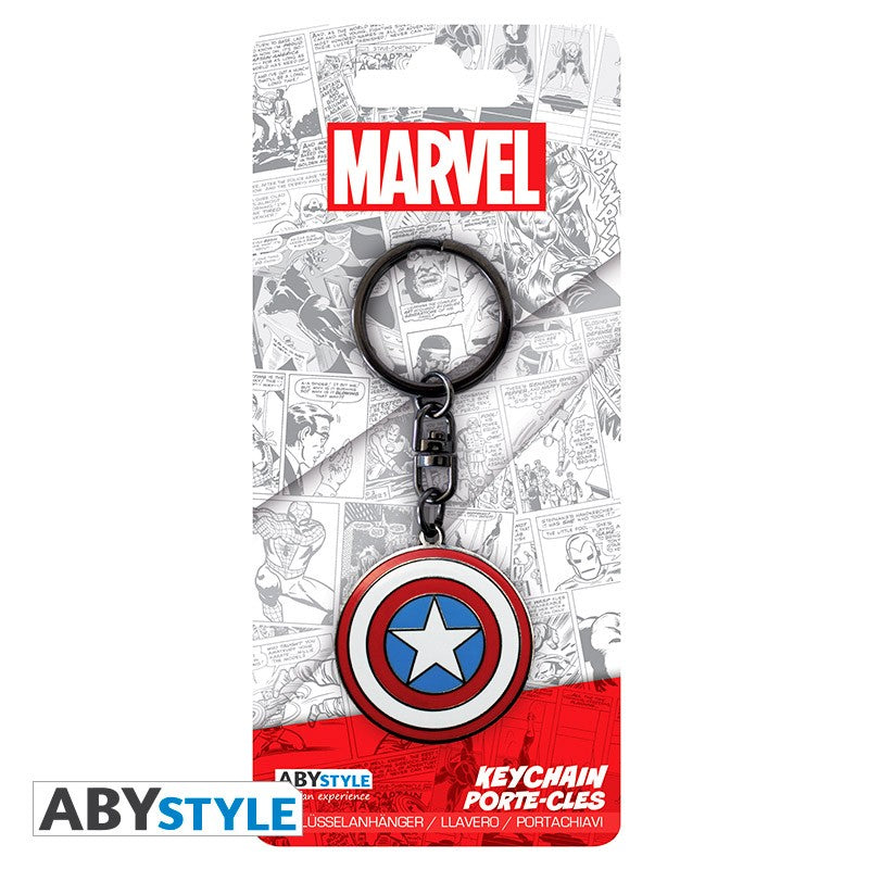 Captain America Sheild Design Marvel Licensed Blue, Red & White High Quality Metal Keychain