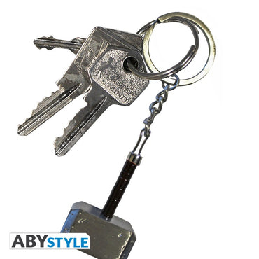 Thor's Hammer Mjolnir Design Marvel Licensed Gray High Quality Metal 3D Keychain