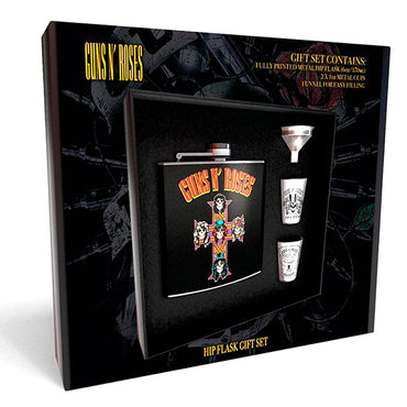 Guns N' Roses Steel Hip Flask Set w/ (Hip Flask, 2 Cups & Funnel)