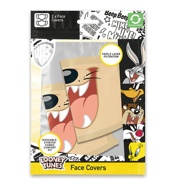 Looney Tunes Tasmanian Devil (Taz) Adult Size Officially Licensed Face Mask (2pcs)
