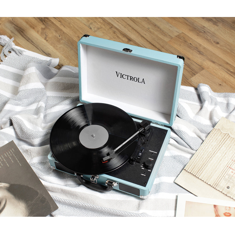 Victrola Journey Portable Suitcase Turquoise VSC-550BT Bluetooth Turntable Music Centre