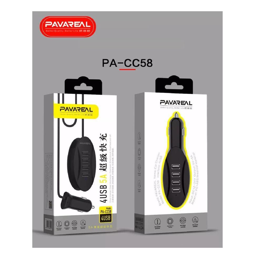 Pavareal - 4 USB Car Charger Dubai | Mobile Accessories Dubai