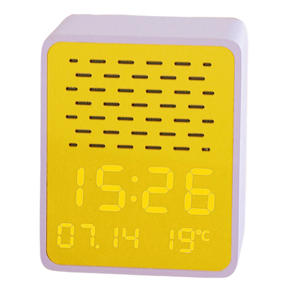 Steepletone Rise Play Purple - Purple Cabinet Yellow Front Colourful Bluetooth Speaker & Bedside Alarm Clock