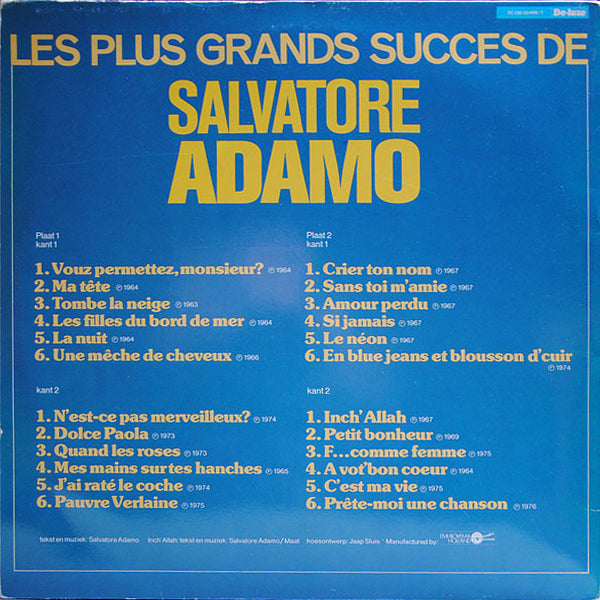 Adamo - Les Plus Grands Succes De Salvatore Adamo - 2LP (Used Vinyl)