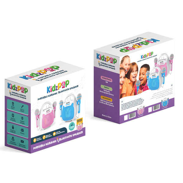 Kidzpop Portable Karaoke Bluetooth Speaker with 2 Mic - Pink