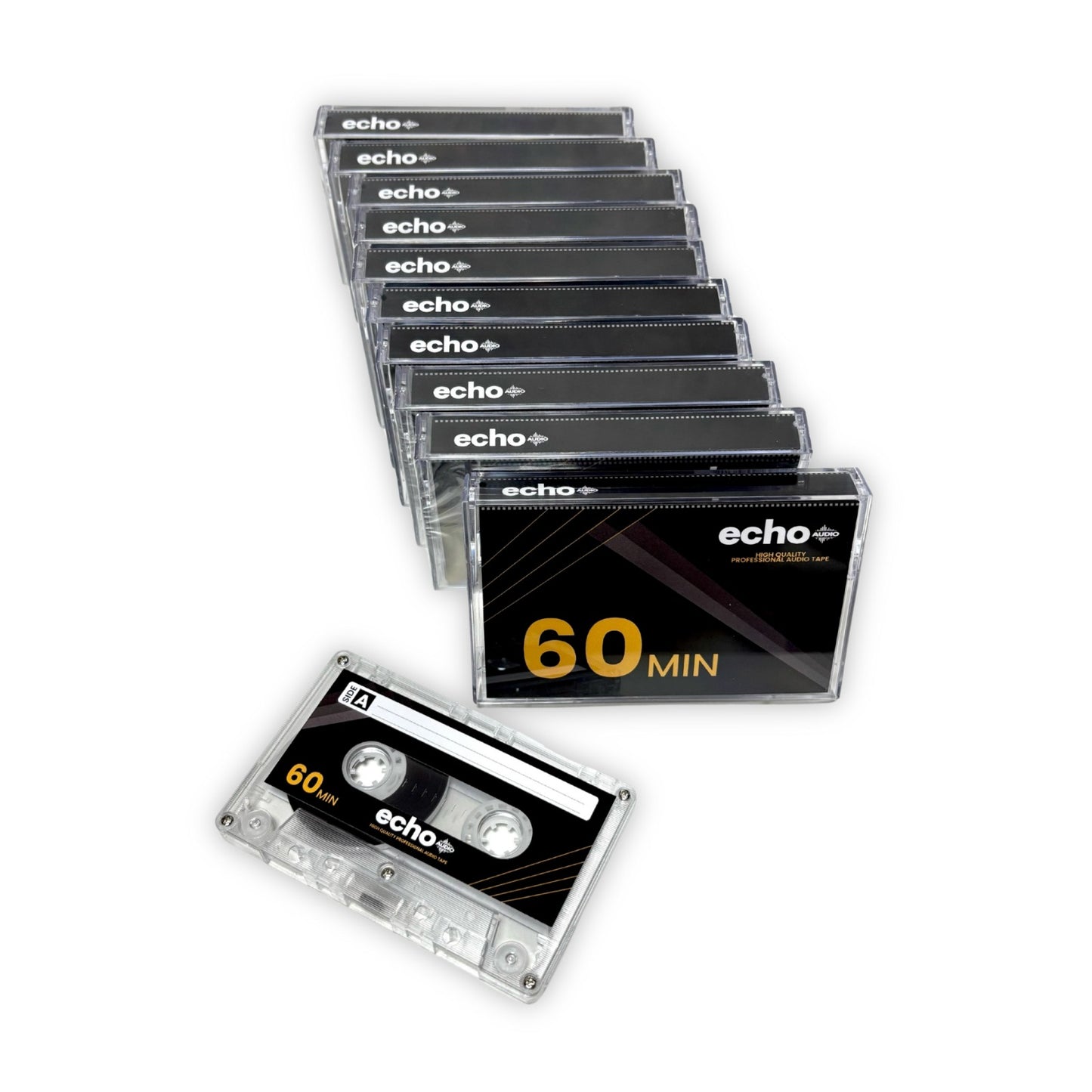 Echo Audio 60 Minute Blank Audio Cassette | Pack of 10 | High Quality Professional Tape Recorder Playback and Recording