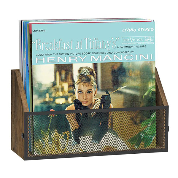 Echo Audio -  Vintage Wood Album Record Holder and LP Display Shelf for Records Collector, (Table  Table Top Record Display)