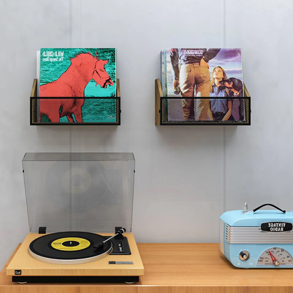 Echo Audio -  Vintage Wood Album Record Holder and LP Display Shelf for Records Collector, (Table  Table Top Record Display)