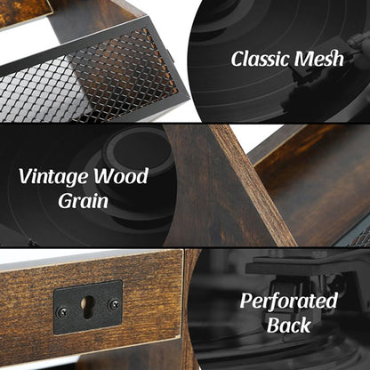 Echo Audio -  Vintage Wood Album Record Holder and LP Display Shelf for Records Collector, (Table  Table Top Record Display)
