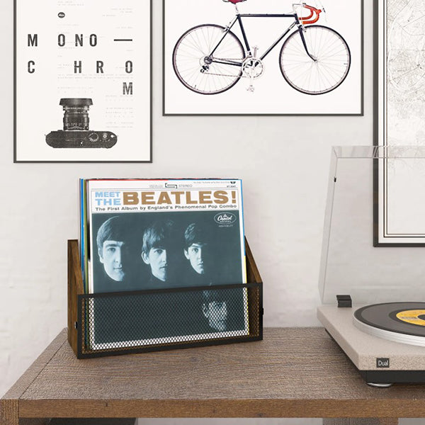 Echo Audio -  Vintage Wood Album Record Holder and LP Display Shelf for Records Collector, (Table  Table Top Record Display)