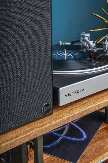 Victrola Hi-Res Silver Vinyl Record Player, Ortofon 2M Red Cartridge, aptX Adaptive Bluetooth Connectivity