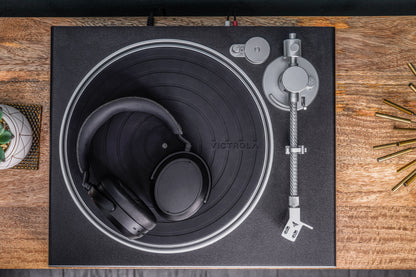 Victrola Hi-Res Silver Vinyl Record Player, Ortofon 2M Red Cartridge, aptX Adaptive Bluetooth Connectivity