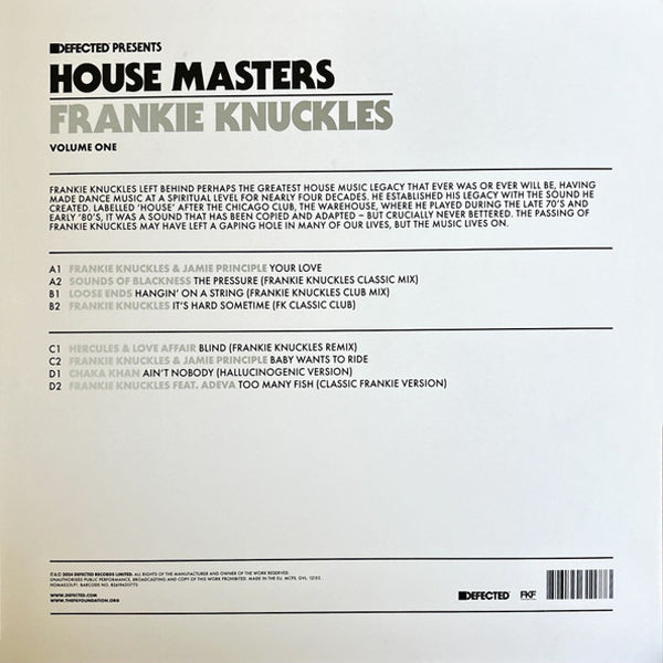 Frankie Knuckles / Various Artists - Defected Presents House Masters - Frankie Knuckles - Volume One - 2x12"