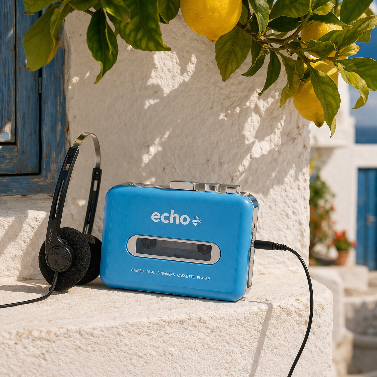 Echo Audio Cassette Player with built-in speaker ( The Jackson Walkman ) - Blue