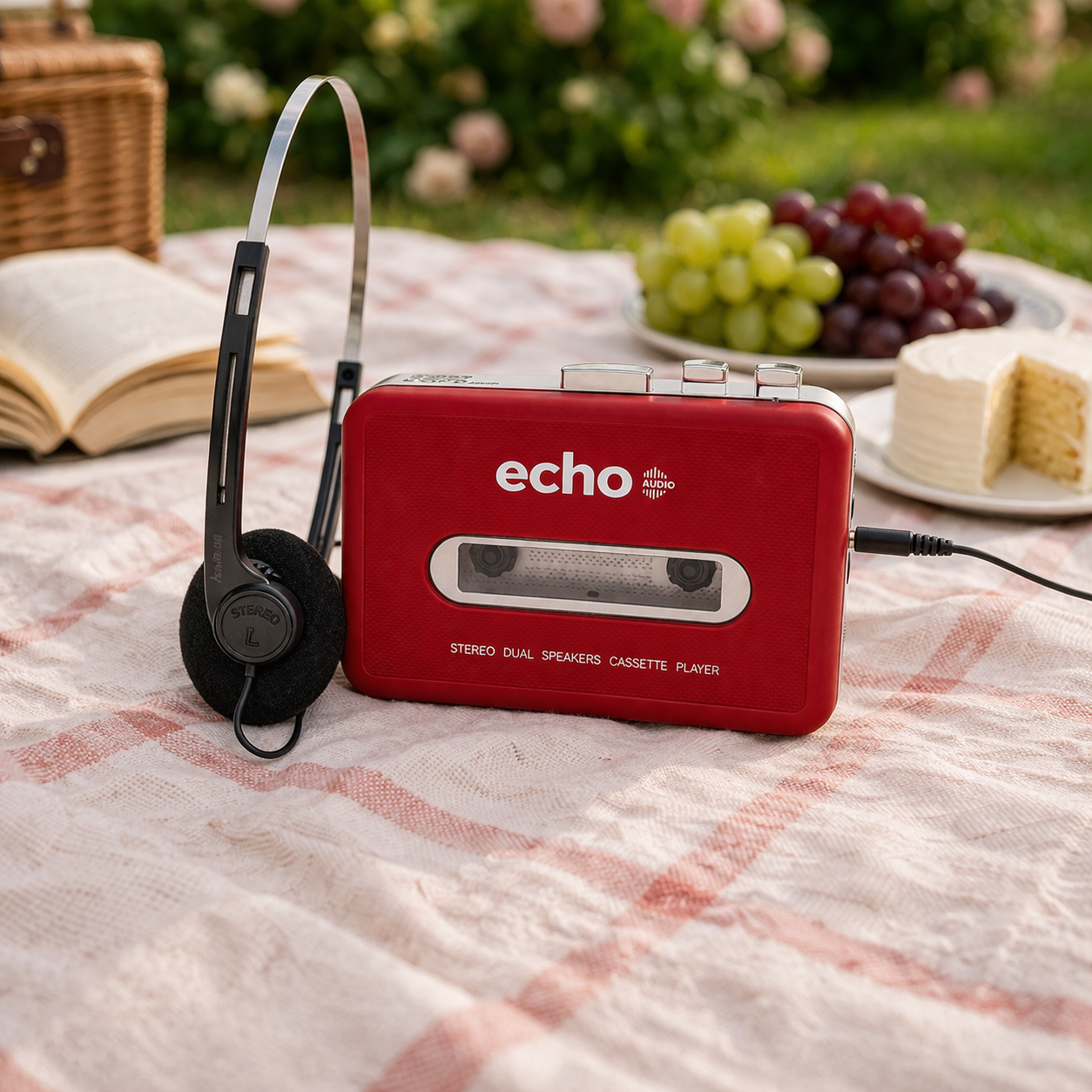 Echo Audio Cassette Player with built-in speaker ( The Jackson Walkman ) - Red