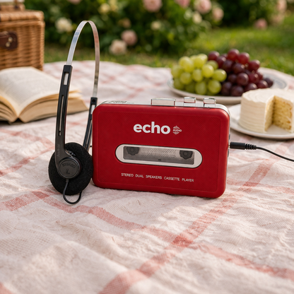 Echo Audio Cassette Player with built-in speaker ( The Jackson Walkman ) - Red
