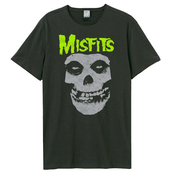 Misfits - Misfits Neon Skull Amplified Vintage Charcoal T Shirt