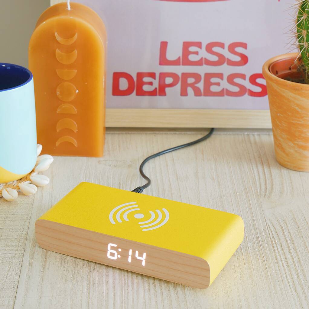 Steepletone Rise Charge Yellow - Wireless Charger & Bedside Alarm Clock
