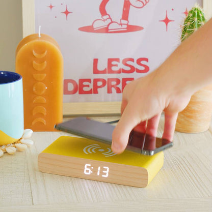 Steepletone Rise Charge Yellow - Wireless Charger & Bedside Alarm Clock