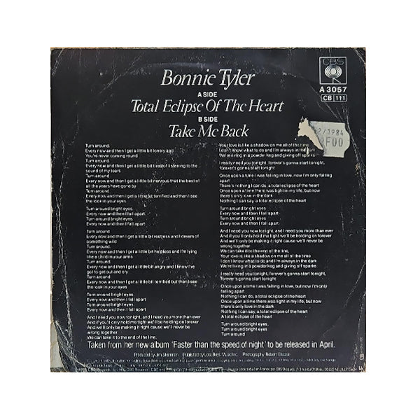 Bonnie Tyler - Total Eclipse Of The Heart - 7" (Used Vinyl)