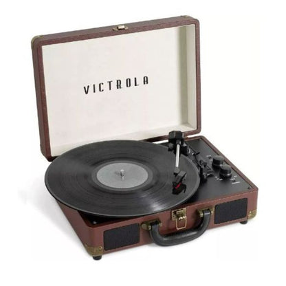 Victrola Journey+ Signature Turntable Record Player Bluetooth Vinyl Streaming 33-1/3, 45 & 78 RPM Suitcase Vinyl Record Player, Bluetooth Connectivity & Built-in Speakers, Stereo RCA Output (Dark Brown)