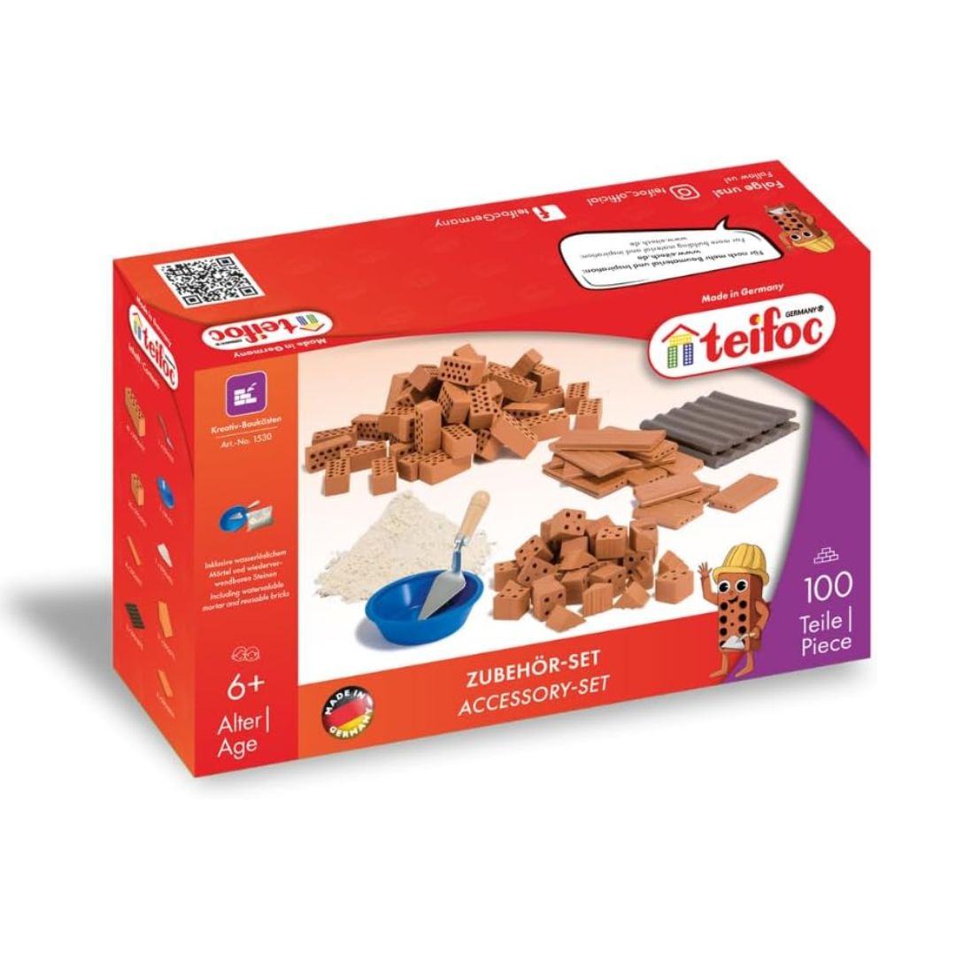 Teifoc 1530 Stone Building Kit - Accessory Set, 100 Miniature Bricks