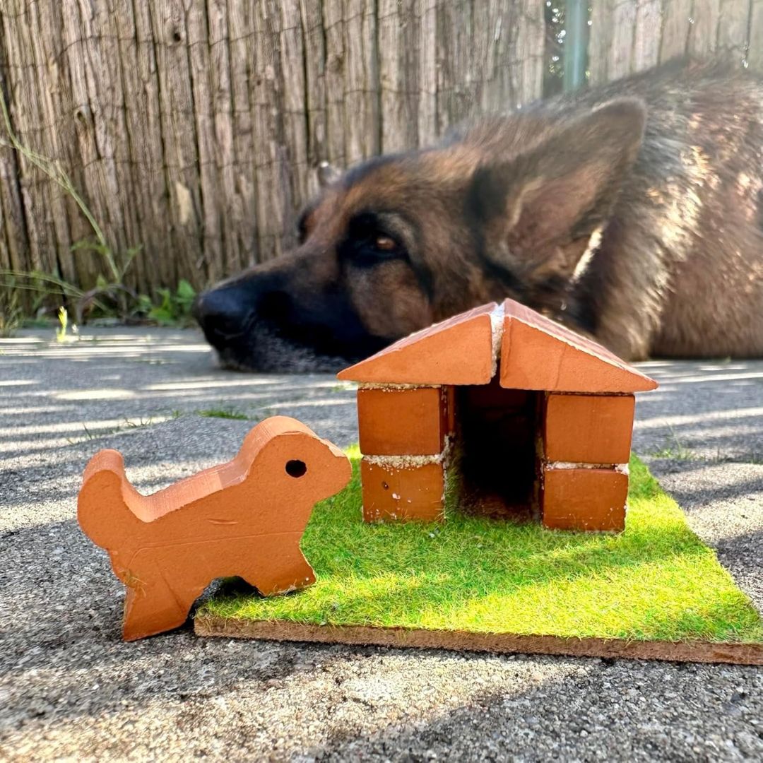Teifoc 1002 Stone Building Kit - Dog Kennel, from 6 Years, Construction Set for Walling, Includes Puppy Made of Clay