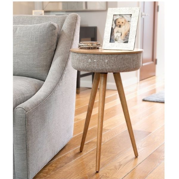 طاولة خشبية ذكية من فيكتولا مزودة بسماعة بلوتوث مدمجة ومنفذي USB - خشب البلوط