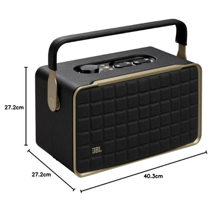 JBL Authentics 300 - Portable Retro-Style Smart Bluetooth Speaker with Powerful Sound, Wi-Fi, and Built-in Battery - Black