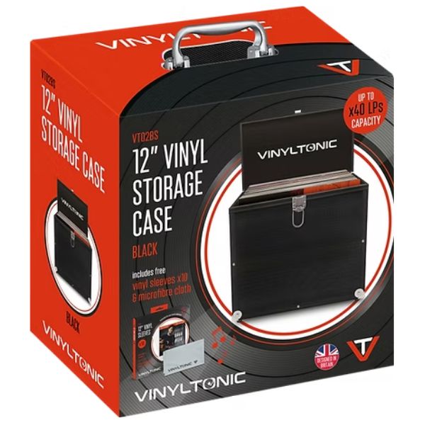 Vinyltonic - علبة أسطوانات Vinyl Tonic السوداء (مع قماش و10 أكمام خارجية)
