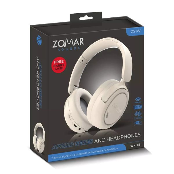 Zomar Sounds ANC Headphones White (Apollo)