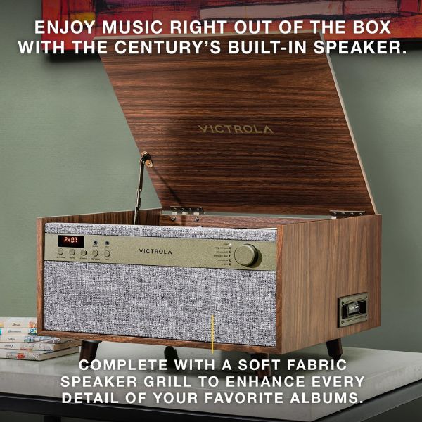 Victrola Century (VTA-820SB-WLN-INT) 6-in-1 Vinyl Record Player & Music Center - Walnut