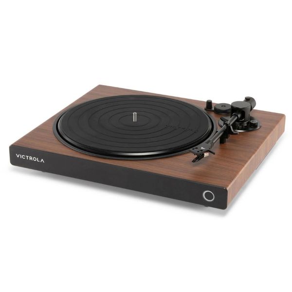 Victrola Wave (VPT-1520-WLN-INT) Bluetooth Turntable with Auracast – 2-Speed Vinyl Record Player - Walnut