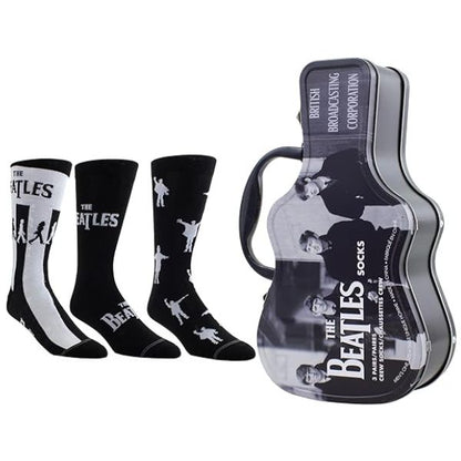 Perri's - Beatles - BBC - Crew Socks (3 Pack Collector Guitar Shape Tin)
