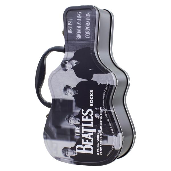 Perri's - Beatles - BBC - Crew Socks (3 Pack Collector Guitar Shape Tin)