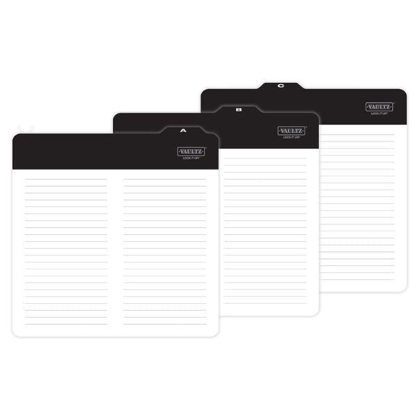 Vaultz - Lined A-Z Divider Guides for 12" Vinyl - Black VZ01045-WM-CAM