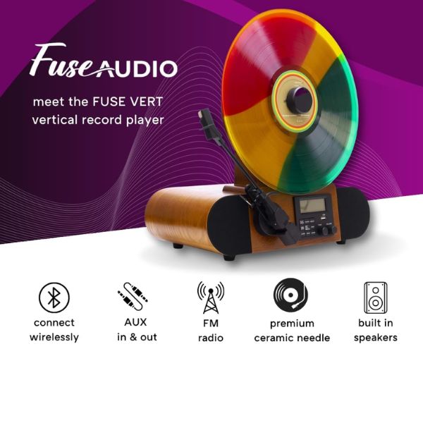FUSE - Vert Standard Vertical Record Player With Bluetooth In/Out And Fm Radio