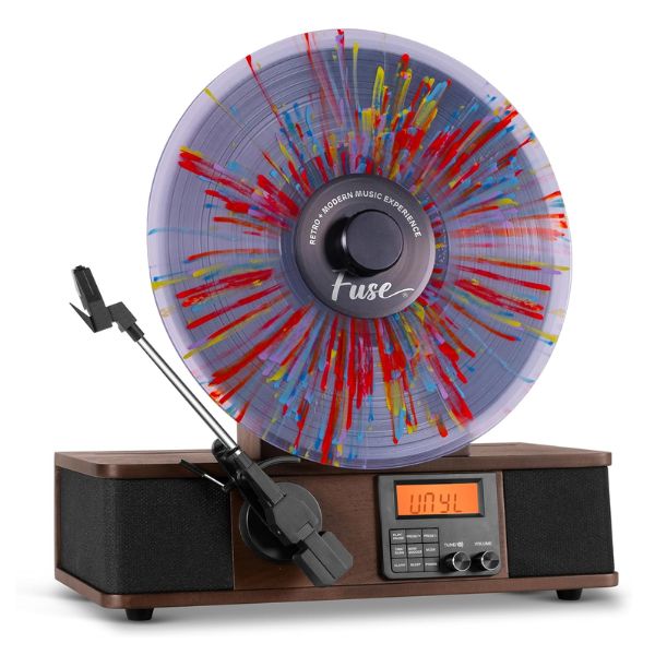 FUSE - WRAP Vertical Record Player With Bluetooth IN/OUT. FM Radio. And Built-In Album Cover Holder